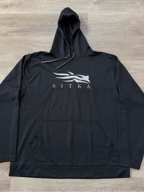 Sitka Gear Core Logo Hoodie Mens Size 3XL Black Gray Pullover XXXL